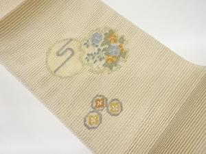 絽綴れ雪輪に草花模様織出し名古屋帯